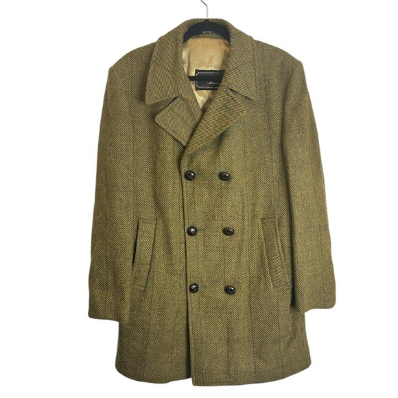 Vintage Other - Vintage Croydon Men's Promenade Wool Tweed Car Length Pea Coat Size 44R Green